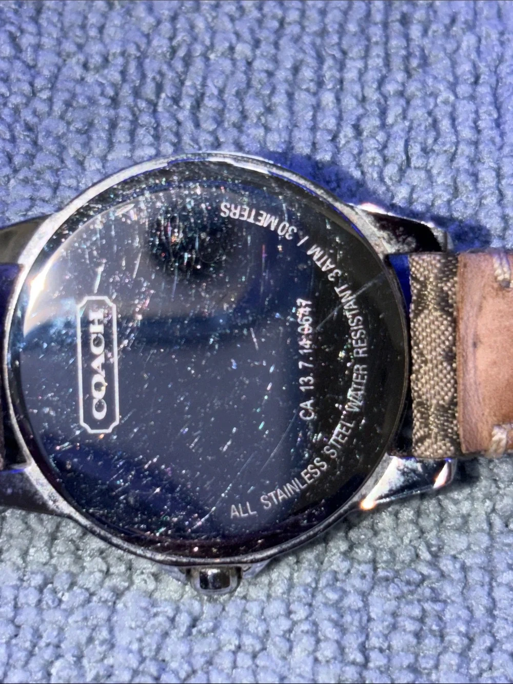 Coach Pink Dial Signature Logo Leather Strap Watch